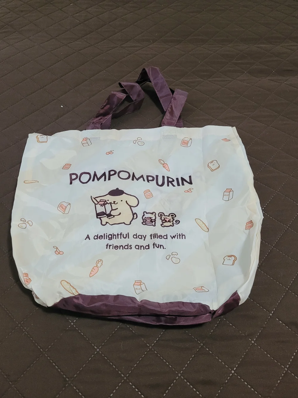 Sanrio Pompompurin Foldable Eco Bag Tote with Zippered Pouch - NWT